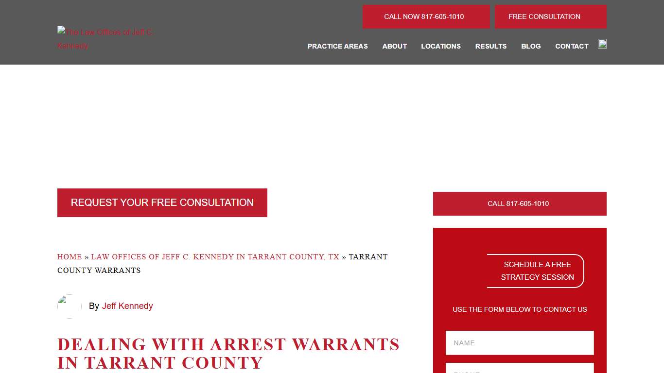 Tarrant County Warrant Lawyer Offering Free Consultations