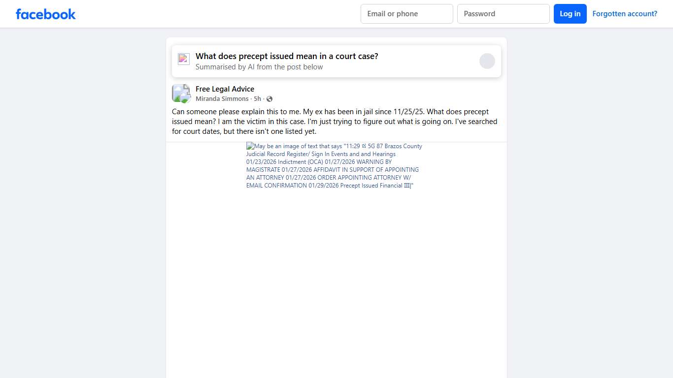 Free Legal Advice Can someone please explain this to me Facebook